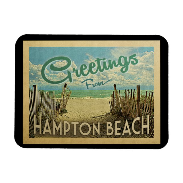 Imán Viaje de cosecha de Hampton Beach (Horizontal)