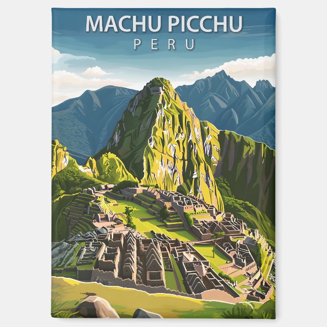 Imán Viaje de cosecha de Machu Picchu Perú (Anverso)
