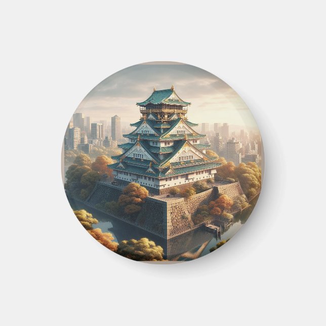 Imán Viaje de cosecha de paisajes de Japón del Castillo (Frente)