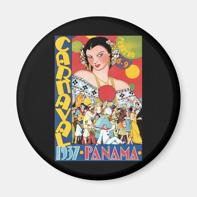 Imán Viaje de época 1937 Fiesta del Carnaval de Panamá (Frente)