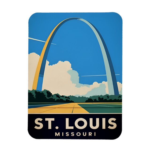Imán Viaje de época Arco del Portal St Louis Missouri (Vertical)
