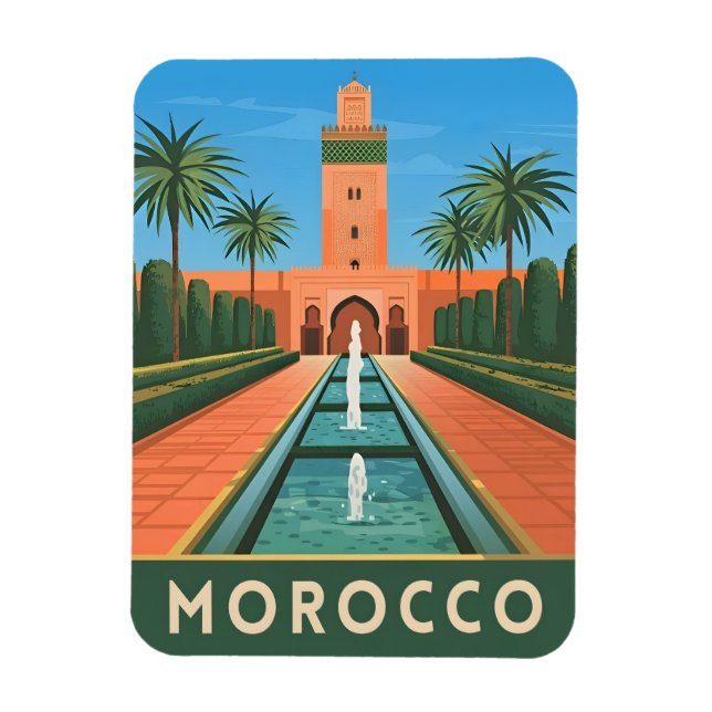 Imán Viaje de época Marruecos Gráfico retro África del  (Vertical)