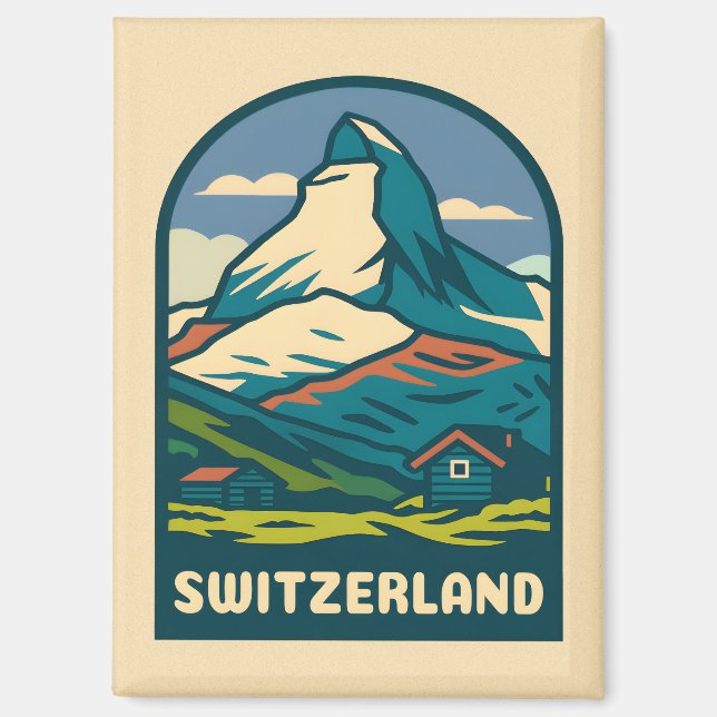 Imán Viaje de época retro Suiza Matterhorn (Anverso)