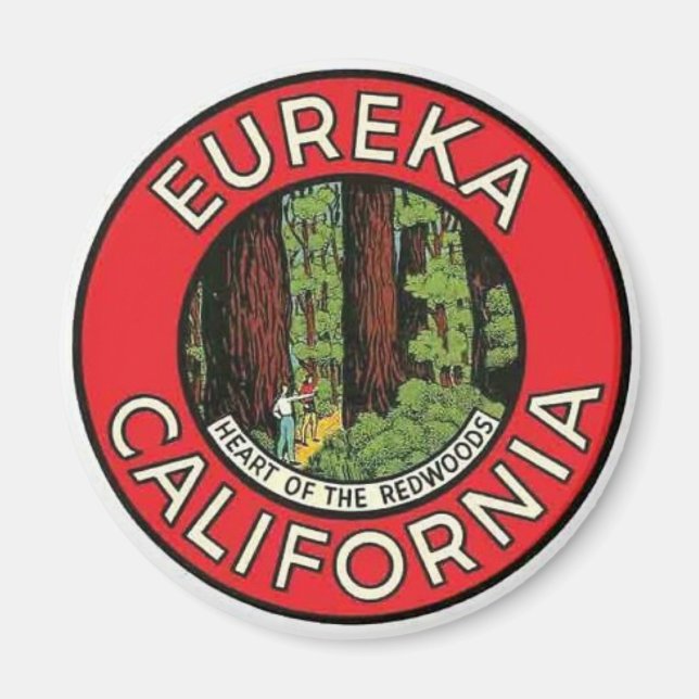 Imán Viaje de Eureka California Vintage (Frente)