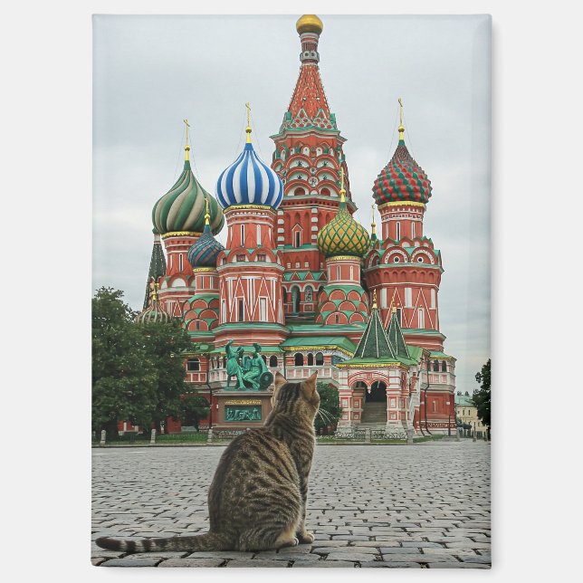 Imán Viaje de gato a Rusia en Moscú (Anverso)