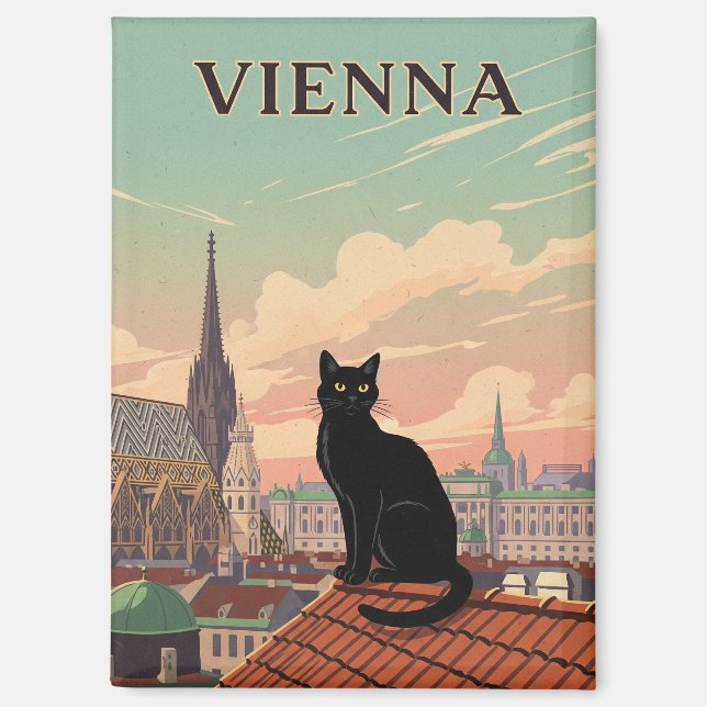 Imán Viaje de gato a Viena en Austria (Anverso)