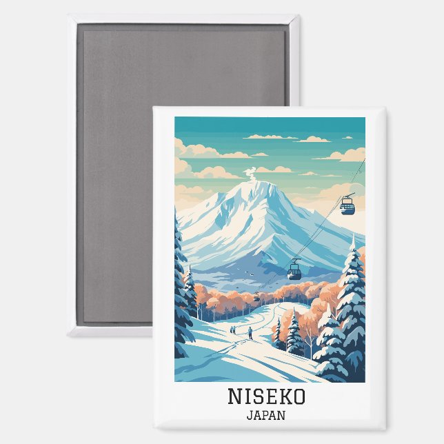 Imán Viaje de invierno de Niseko Japón (Anverso/Reverso)