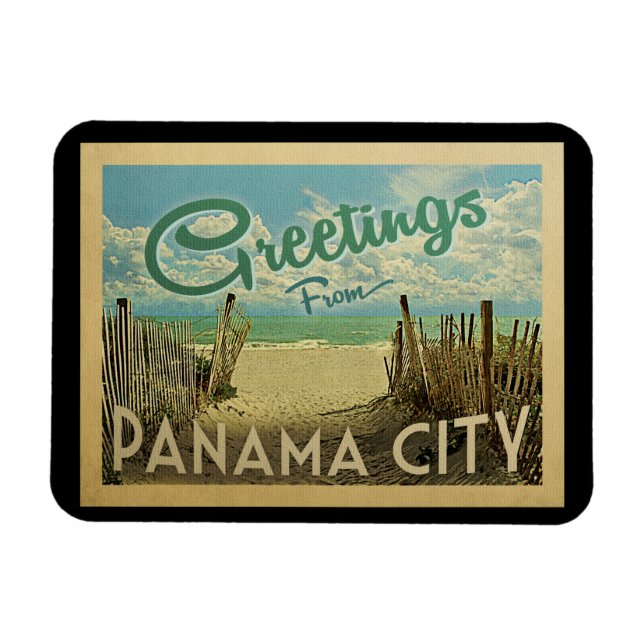 Imán Viaje de la playa de la ciudad de Panamá (Horizontal)