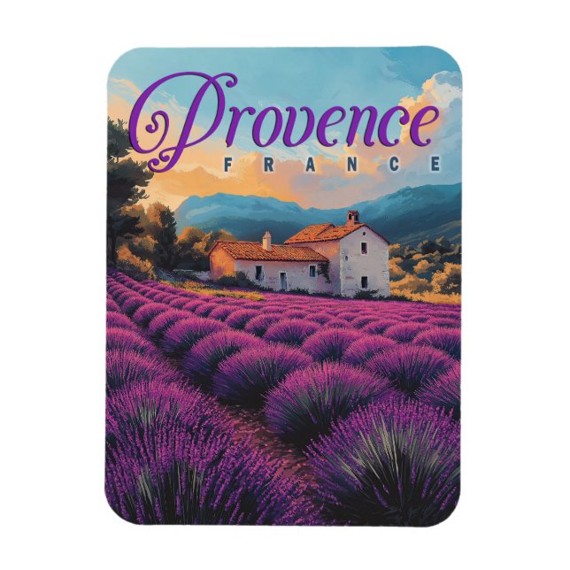 Imán Viaje de los campos de lavanda de la Provenza Vint (Vertical)