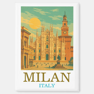 Imán Viaje de Milán Italia Vintage   Retro Duomo