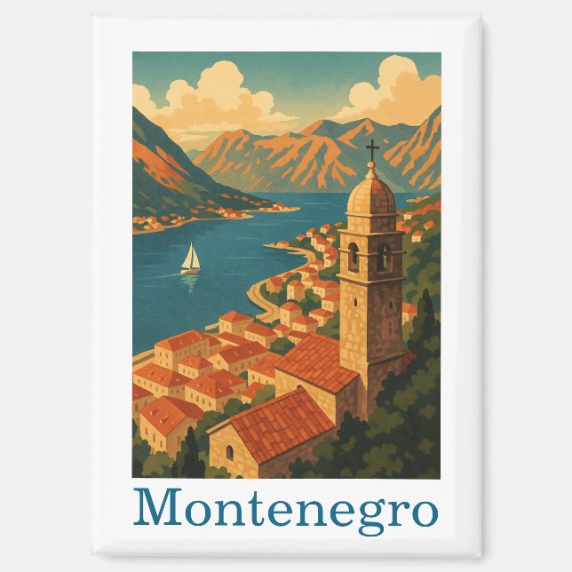 Imán Viaje de Montenegro Kotor Bay Balkan (Anverso)