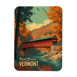 Imán Viaje de puente cubierto de Vermont Vintage