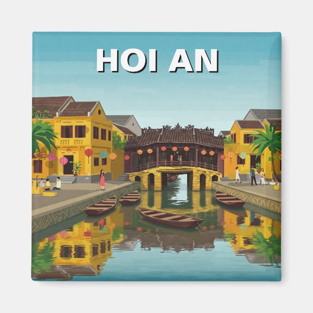 Imán Viaje de puente cubierto japonés por Hoi An Vietna (Frente)