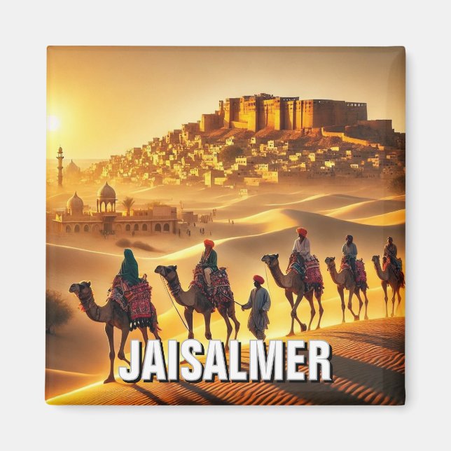 Imán Viaje de Rajasthan Thar Desert Jaisalmer India (Frente)