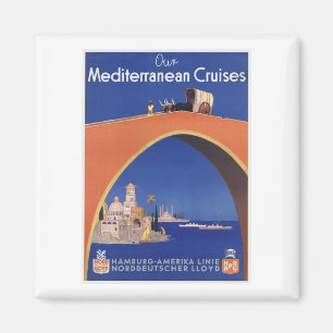 Imán Viaje de Vintage en línea de cruceros mediterráneo
