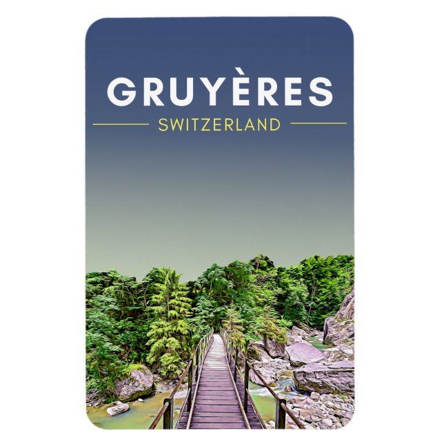 Imán Viaje de Vintage Gruyeres Suiza (Vertical)