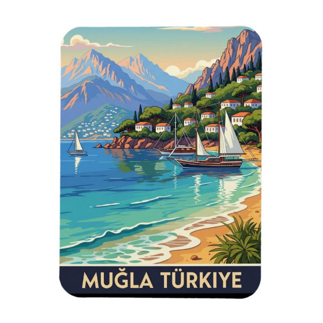 Imán Viaje de Vintage Mugla Turkey (Vertical)