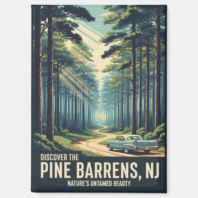 Imán Viaje de Vintage Pine Barrens New Jersey (Anverso)