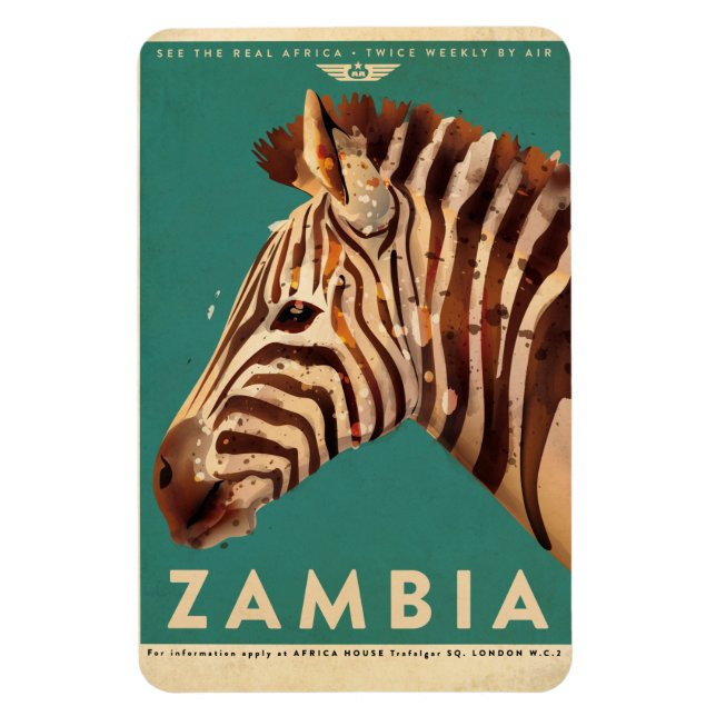 Imán Viaje de Zambia Zebra (Vertical)