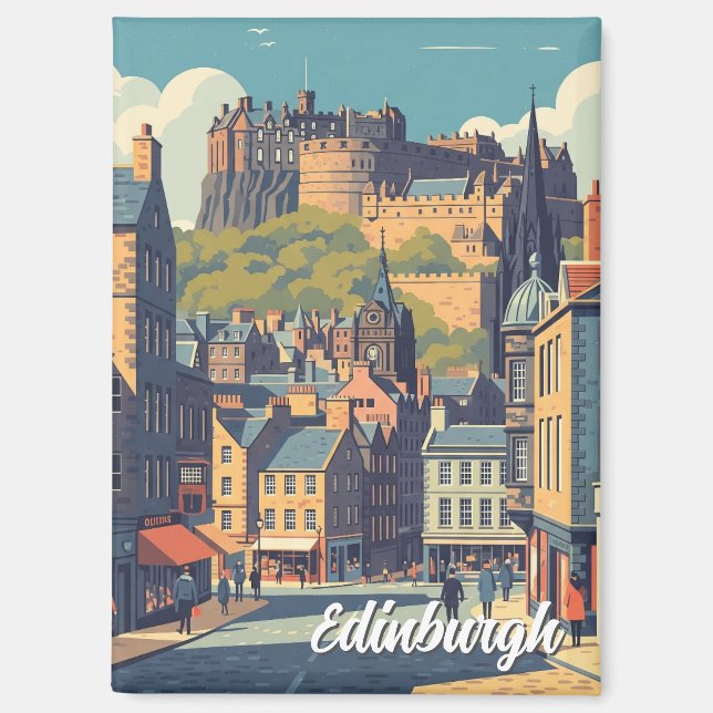 Imán Viaje del castillo de Edimburgo de la Escocia Vint (Anverso)