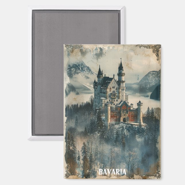 Imán Viaje del castillo de Neuschwanstein de Bavaria (Anverso/Reverso)