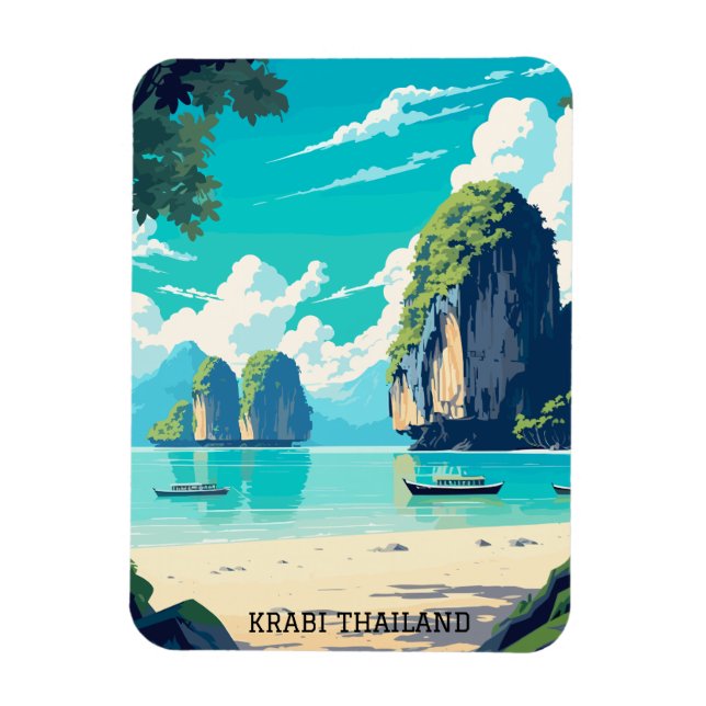 Imán Viaje del Paraíso de Playa de Tailandia en Krabi (Vertical)
