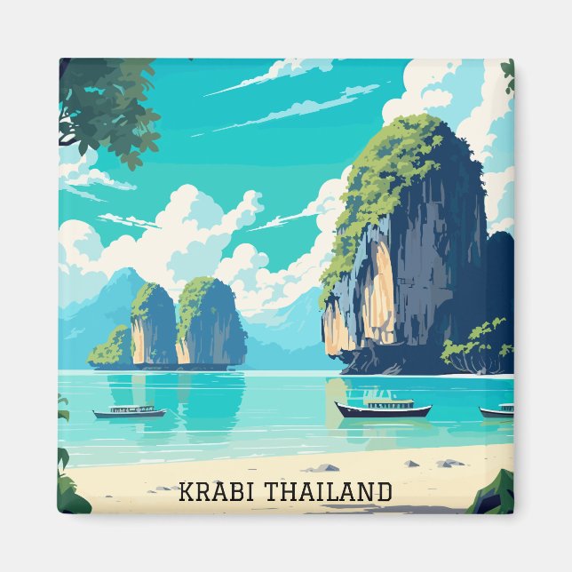 Imán Viaje del Paraíso de Playa de Tailandia en Krabi (Frente)