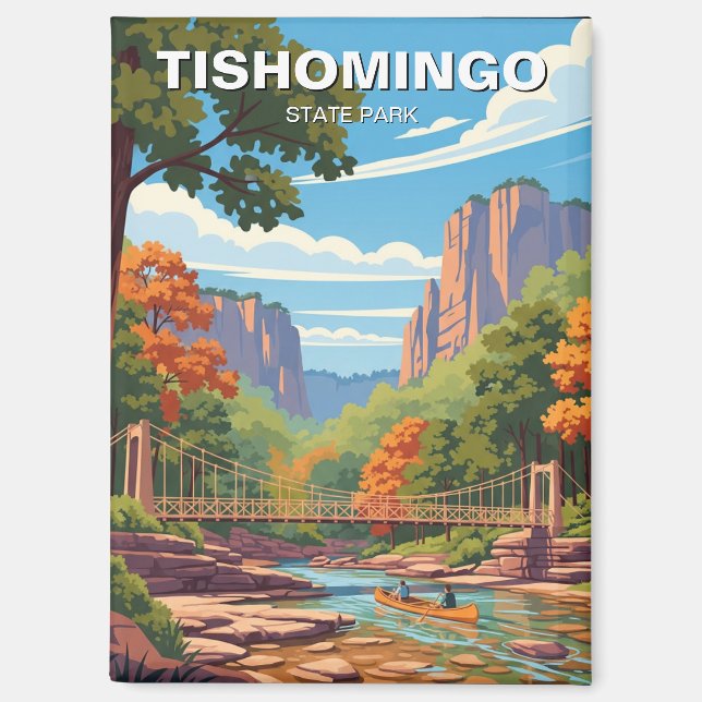 Imán Viaje del Parque Estatal Tishomingo Misisipi (Anverso)