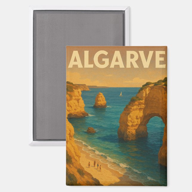 Imán Viaje del Viejo Algarve Retro (Anverso/Reverso)