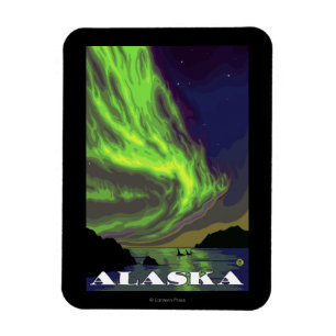 Imán Viaje del vintage de la aurora boreal y de las