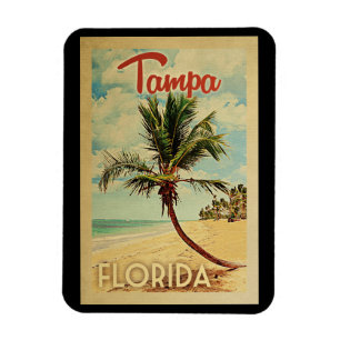 Imán Viaje del vintage de la palmera de Tampa