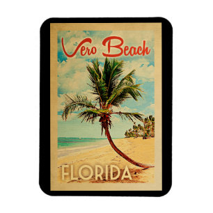 Imán Viaje del vintage de la playa de la palmera de