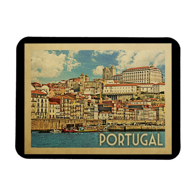 Imán Viaje del vintage de Portugal (Horizontal)
