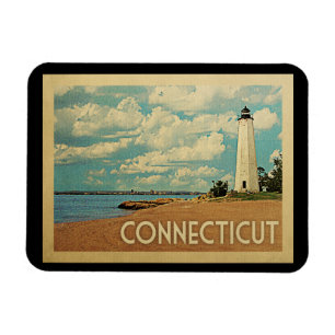 Imán Viaje del vintage del faro de Connecticut