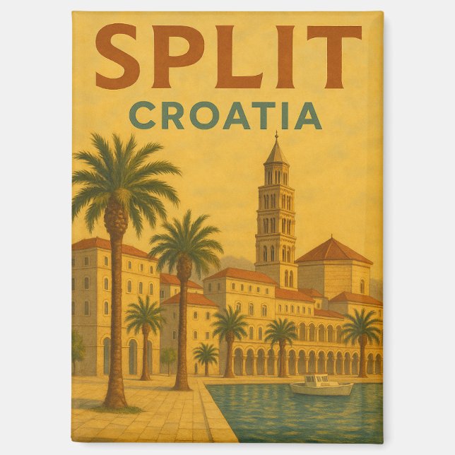 Imán Viaje en Dalmatia de la Vieja Split Croacia (Anverso)