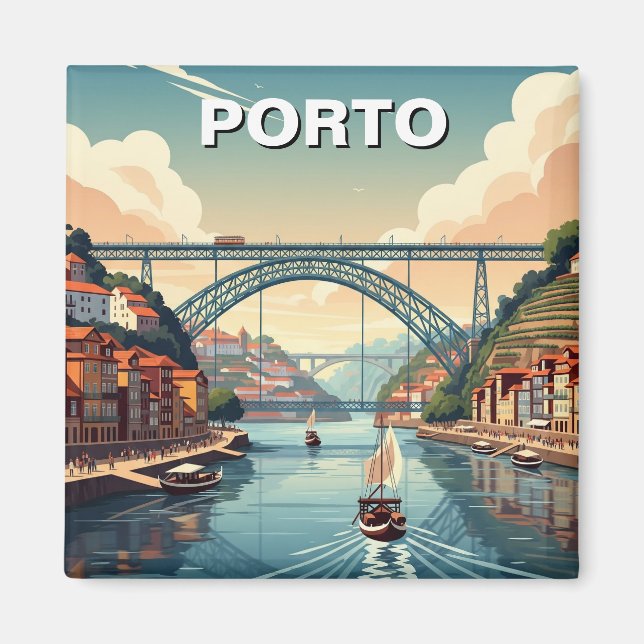 Imán Viaje en Portugal de cruceros por el río Porto (Frente)