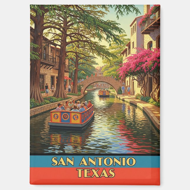 Imán Viaje en Riverwalk San Antonio Texas (Anverso)
