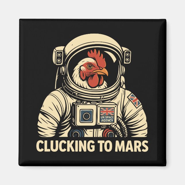 Imán Viaje espacial de pollo astronauta (Frente)