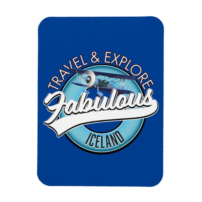 Imán viaje explorar el fabuloso logo de Islandia (Vertical)