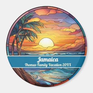 Imán Viaje Familiar Personalizado a Jamaica Vidrio Fals