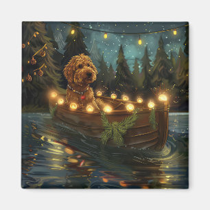 Imán Viaje Festivo de Navidad de Bernedoodle
