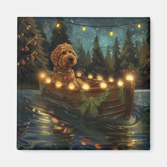 Imán Viaje Festivo de Navidad de Bernedoodle (Frente)
