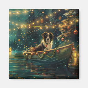 Imán Viaje Festivo de Navidad del Border Collie