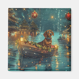 Imán Viaje Festivo de Navidad del Dachshund