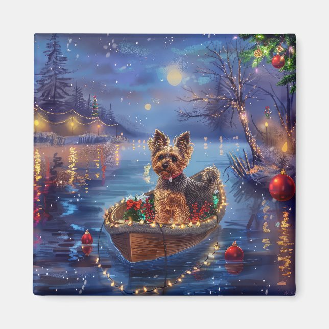 Imán Viaje Festivo de Navidad del Terrier Biewer (Frente)