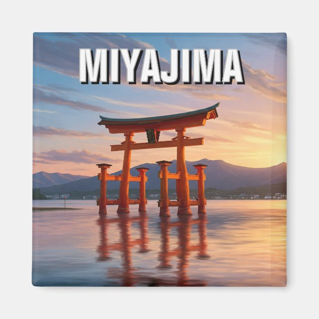 Imán Viaje flotante por el santuario de Miyajima Torii  (Frente)