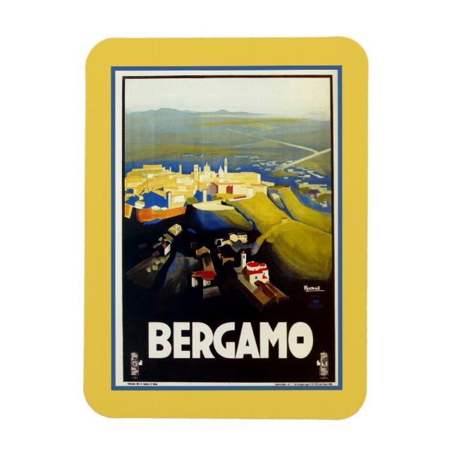 Imán Viaje italiano de Bérgamo, época de los años 20 (Vertical)