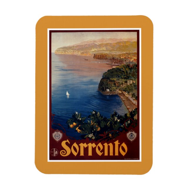 Imán Viaje italiano de Sorrento en los años 20 (Vertical)