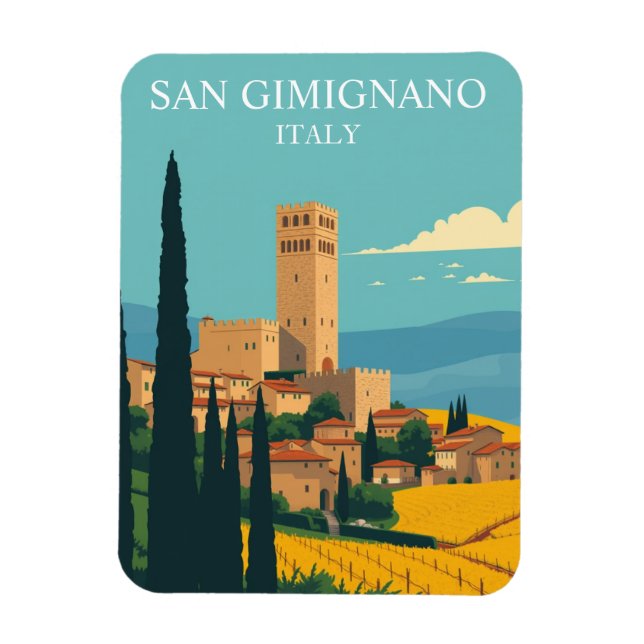 Imán Viaje medieval de San Gimignano Italia (Vertical)