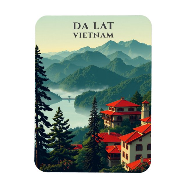 Imán Viaje panorámico de Da Lat Vietnam (Vertical)